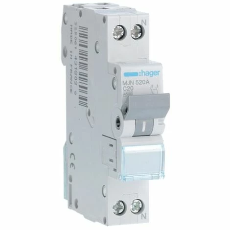Am billigsten ???? Leistungsschalter Hager 1P+N 20A 4,5 KA C 1 Modul MJN520A ???? 1 Am billigsten ???? Leistungsschalter Hager 1P+N 20A 4,5 KA C 1 Modul MJN520A ????