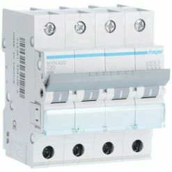 Aktion ❤️ Leistungsschalter 4P Hager 20A 4,5 KA C 4 Module MYN420 ????