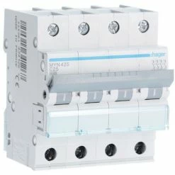 Budget ???? Leistungsschalter 4P Hager 25A 4,5 KA C 4 Module MYN425 ????