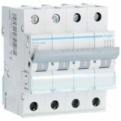 Bestes Angebot ???? Leistungsschalter 4P Hager 40A 4,5 KA C 4 Module MYN440 ????