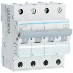 Großhandel ✨ Leistungsschalter 4P Hager 63A 4,5 KA C 4 Module MYN463 ⌛